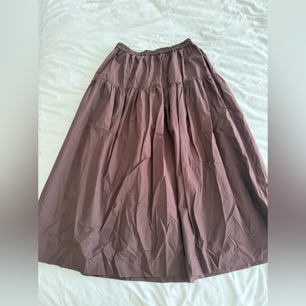 Harly Jae Espresso Prairie Cotton Women’s Brown Tiered Midi Maxi Skirt - Picture 4 of 6